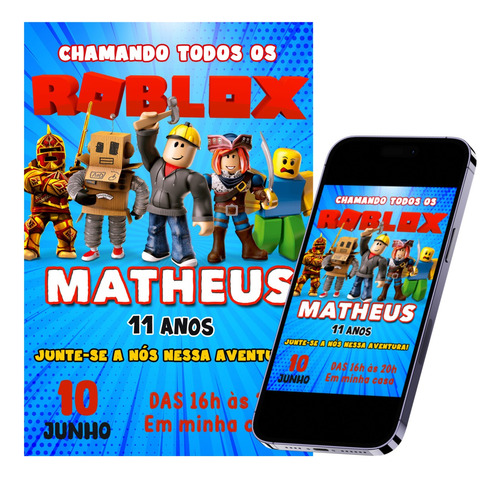 Convite Digital Virtual Para Whatsapp Roblox