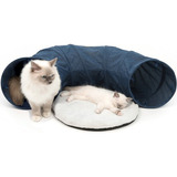 Juguete Para Gatos Catit Vesper Túnel Con Cama Azul