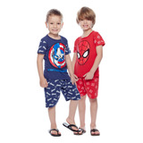 2 Pijama Infantil Camiseta Shorts Linha Noite Verão Revenda
