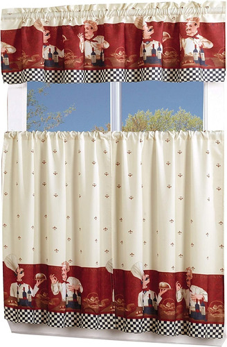 Juego Cortinas Para Cocina Decorativa Elegantes Vintage Chef