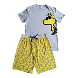 Pijama Para Hombre Snoopy Playera + Short Peanuts Woodstock