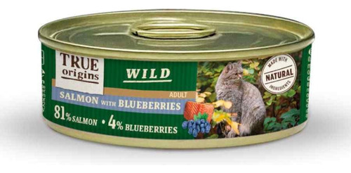 Lata True Origins Wild Adult Gato Salmom Blueberries 85g