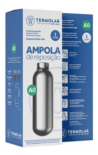 Repuesto Termolar Ampolla Vidrio 1 Litro, Chimarrita Mundial Personal Termo Frio Calor