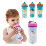 Copo Canudo Infantil Parede Dupla Animal Fun 280 Ml Buba