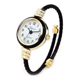 Reloj De Pulsera Mujer Geneva Cable Negro-dorado Tamaño Pequ