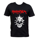 Remera Negra Hermética Cráneo Candente Heavy Metal Nacional