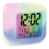 Reloj Digital Cubo Luces Led Alarma Despertador Temperatura