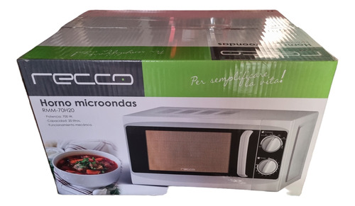 Horno Microondas Recco 20 Lts 700w Mecánico Rmm70h20 Blanco