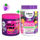 Kit Gelatina + Creme Pentear Uva Cachinhos Kids Salon Line