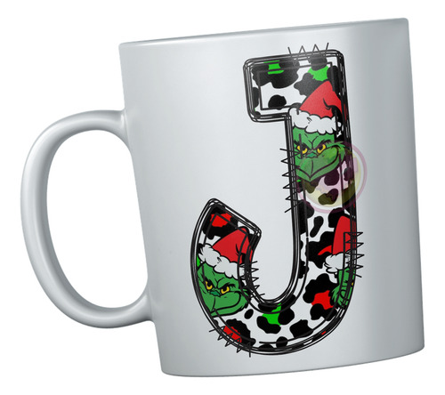 Taza Grinc Con Tu Inicial Navideña Personalizada Con Letra