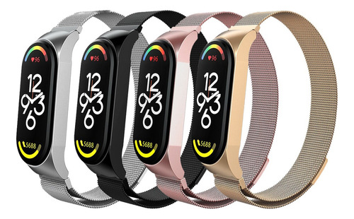 4 Tiras De Aço Inoxidável Para Xiaomi Mi Band 7 6 5 4 3 -