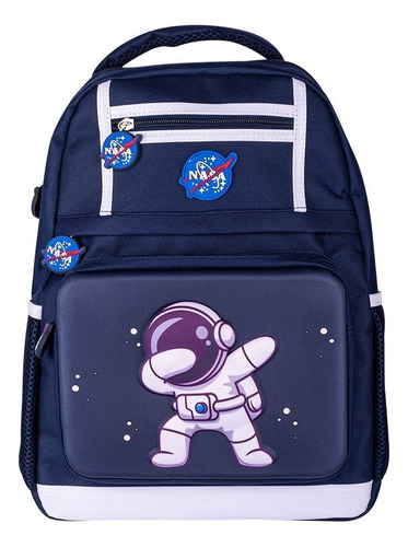 Mochila Escolar Infantil Oficial Nasa Diseño Astronauta 3d Color Azul