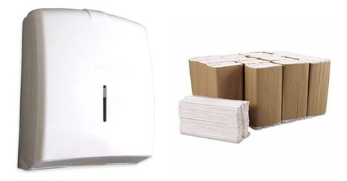Kit Dispenser Toalla Intercalada + 1 Caja Toallas Blanca Eco