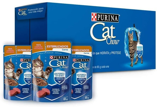 Purina® Cat Chow® Defense Gato Esterilizado Carne 24x85g