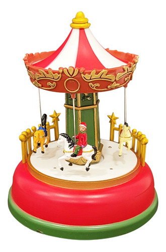 Carrousel Adorno Navideño Cajita Musical Navidad - Sheshu Color Rojo