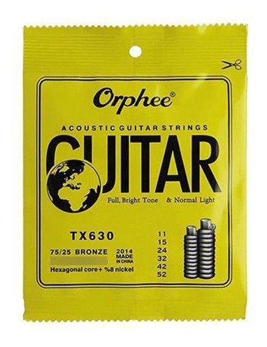 Cuerdas Guitarra Electro-acústica Orphees Normal Light Tx630
