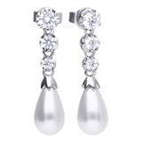 Diamonfire | Pearls | Perla En Gota Con 3 Zirconias