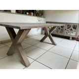 Mesa De Comedor Rúsitica Con Banco De Madera Lavada 