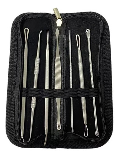 Extrator Cravos Espinhas Acne Kit Pinça Inox Com 8 Peças