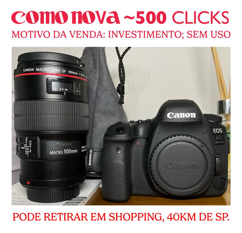 Canon Câmera Eos 6d Mark 2 Corpo Pouquíssimo Uso ~500 Clicks