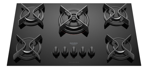 Cooktop 5 Bocas Dako Supreme A Gás Tripla Chama Bivolt Preto