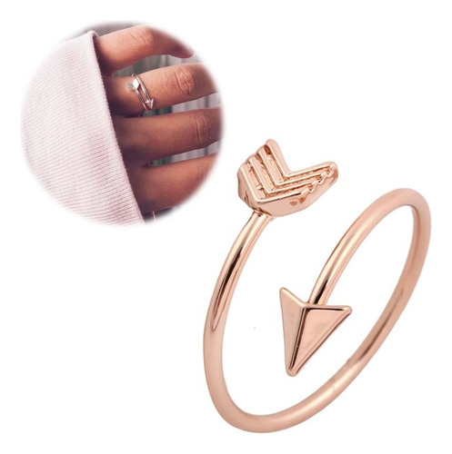 Anillo Ajustable En Forma De Flecha Laminado En Oro Rosa