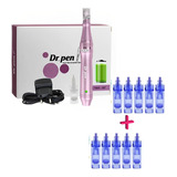 Dermapen Kit M7w Dr Pen Dermaroller + 10 Cartuchos Sem Fio