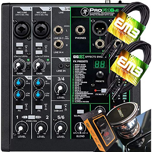 Mezclador De 6 Canales Profx6v3 Usb Y Efectos, Par De C...