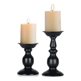 Nuptio Candelabro Negro Para Velas De Pilar, Juego De 2 Port