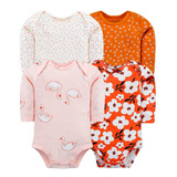 Set 4 Bodys Niña Manga Larga Algodón Ropa Bebe /maryshopcl