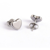 Aretes Broquel Acero Inoxidable 316l De Corazón