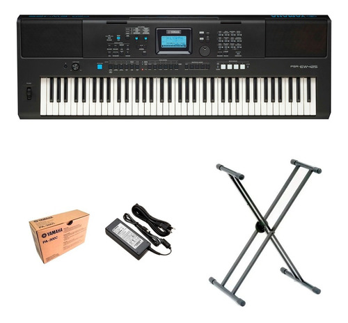 Teclado Organeta Yamaha 6 Octavas Psr-ew425 Adaptador + Base