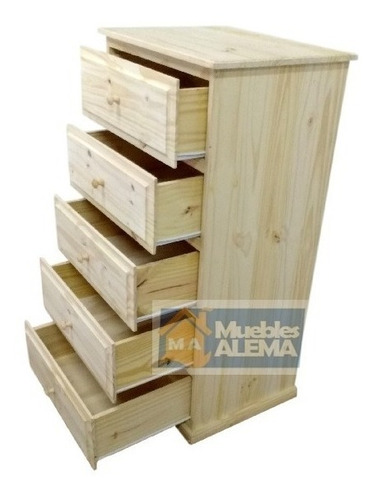 Cajonera De Pino 5 Cajones Con Correderas Metálicas