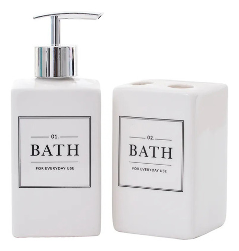 Kit Banheiro Bath De Porcelana Com Saboneteira Branco - Mai 