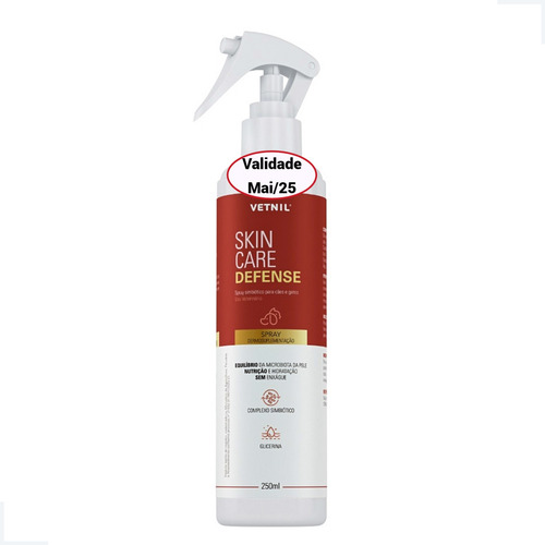 Skin Care Defense Spray Para Higiene Cães Gatos 250ml Vetnil