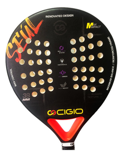 Paleta De Padel Cigio Seul Negra Padle Paddle Padle Rugosa