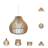 Lampara Techo Colgante Moderna Madera Nordica Luces X1