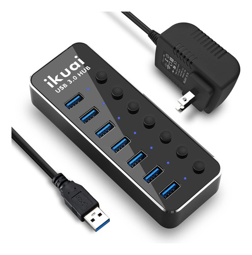 Concentrador Usb 3.0 Con Alimentación, Divisor De Puerto Usb