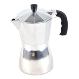 Cafetera Aluminio Espresso Metal Negra 6 Pocillos 