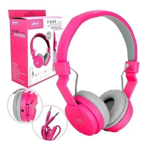 Fone De Ouvido Headphone P2 Arco Microfone Celular Rosa Pink