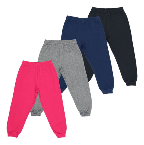 Kit 4 Calça Moletom Menina Infantil Frio Princesa Jogger