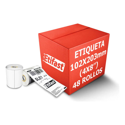 Caja 48 Rollos Etiqueta Térmica 4x8 Guias 200 Pzs C\u002Fu Blanco | Envío gratis