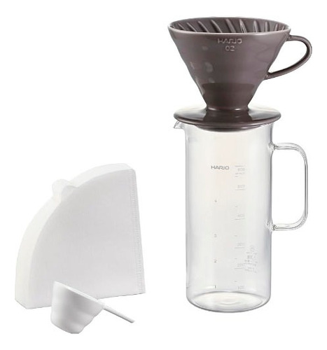 Kit Cafetera Hario Dripper De Ceramica+contenedor+filtros