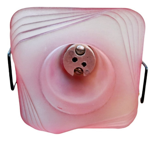 Aplique Spot De Embutir Rombo Vidrio Rosa Bipin G4