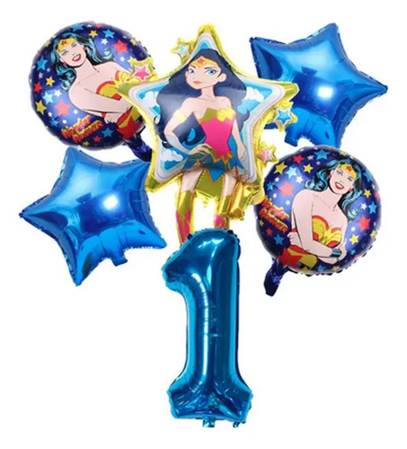 Padrisimo Set De Globos De La Mujer Maravilla Con Numero