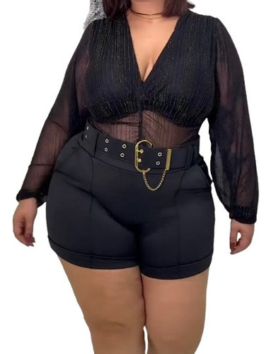 Shorts Social Feminino Alfaiataria Moda Plus Size Elegante