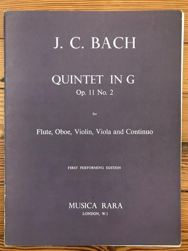 Bach Quinteto En G Op.11 N2 Flauta, Oboe Violin Viola Y Bajo