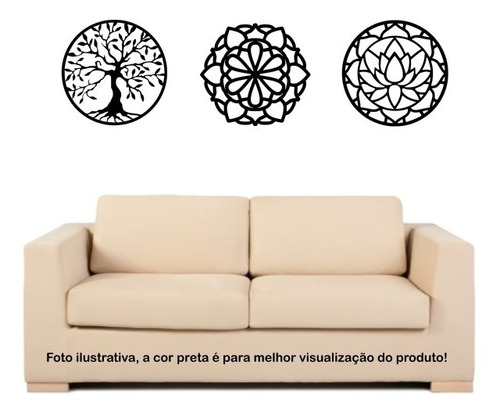 8 Mandalas Quadro Mdf Cru Para Parede 40 Cm