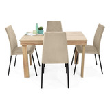 Set Comedor Napoli Orleans 4 Puestos En Tela Poliéster Color Taupe Denver