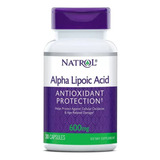 Natrol Ácido Alfa Lipoico 600 Mg, 30 Cápsulas